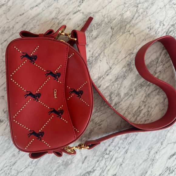 Chloe red leather bag with little horses - Picture 2 of 11